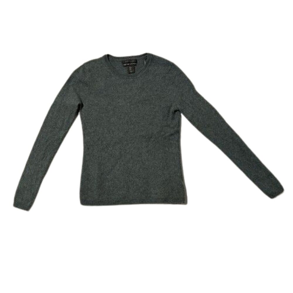 Tahari Pure Luxe Womens 100% Cashmere Sweater Small Blue Green Seafoam Crew Neck